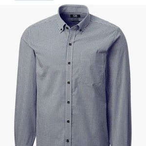 Cutter & Buck Navy/Beige Gingham Long Sleeve Shirt